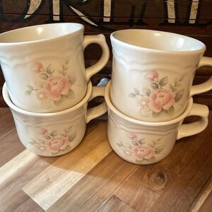 Pfaltzgraff Floral Stoneware Mugs - Set of 4